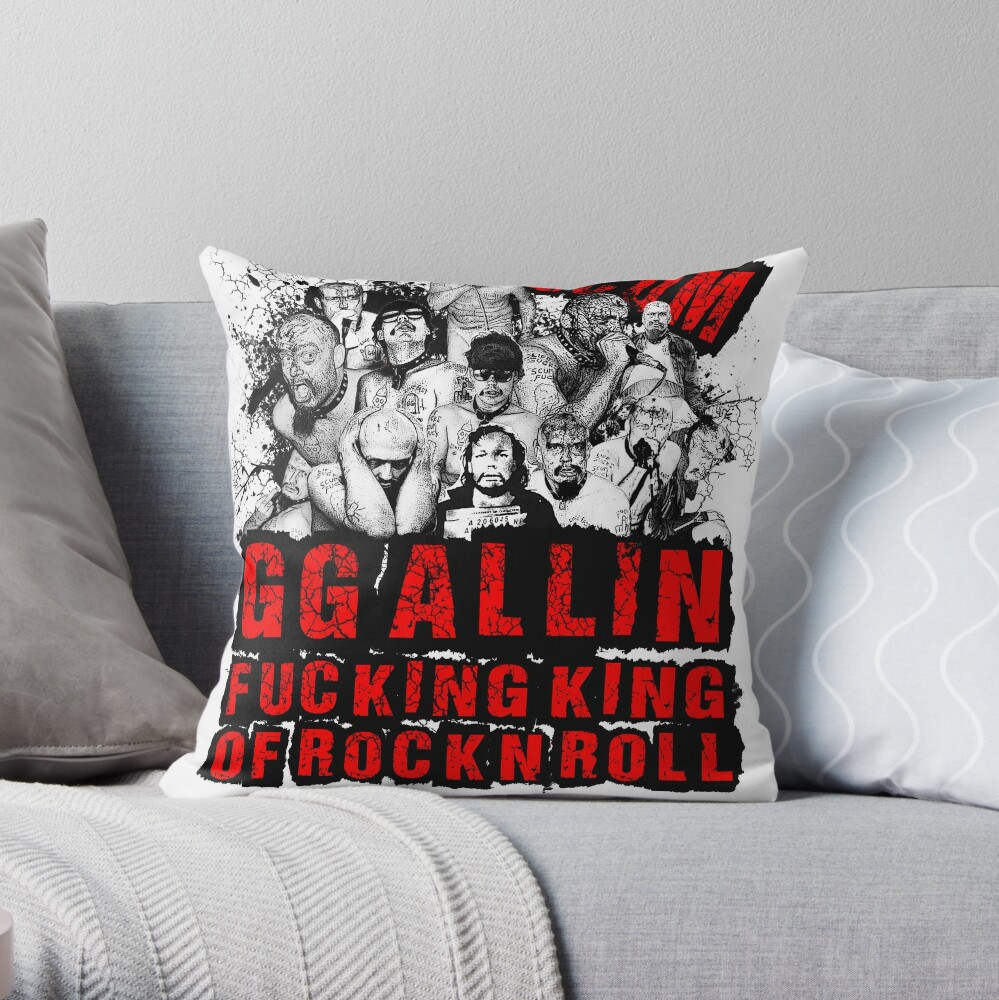 Gg Allin King Of Rock N Roll Throw Pillow By Thebeatter Redbubble