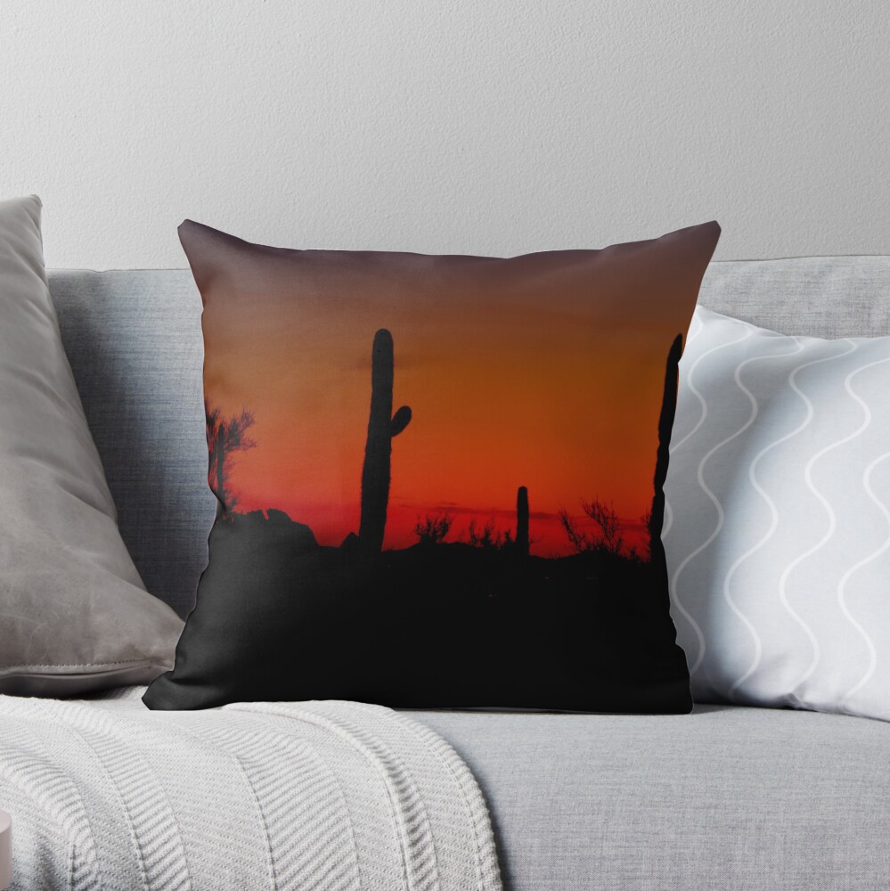 Cacti in the Red Throw Pillow