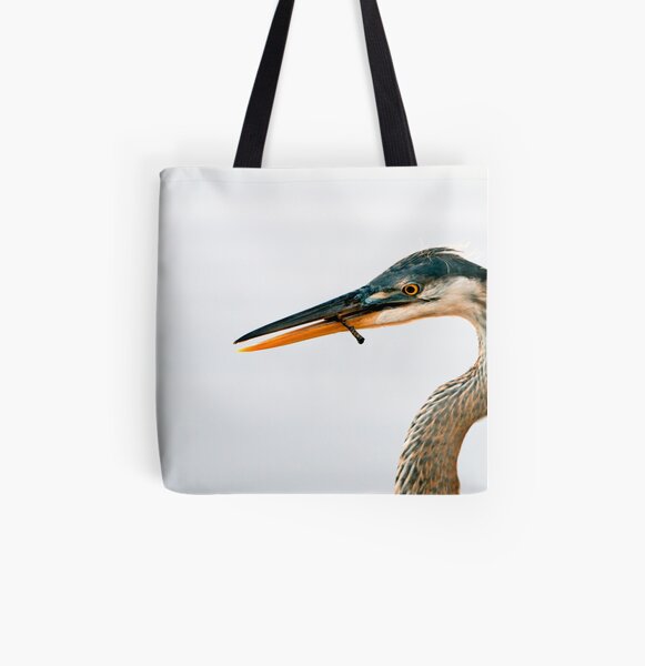 Blue Heron Portrait All Over Print Tote Bag