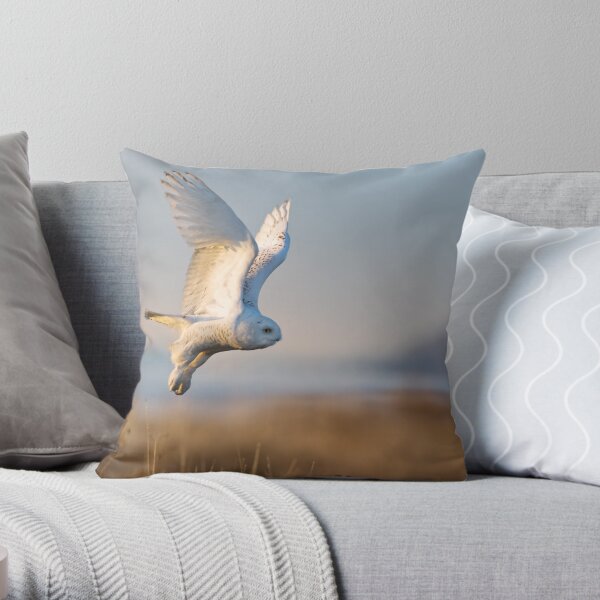 A Snowy Owl Takes an Early Morning Flight Throw Pillow