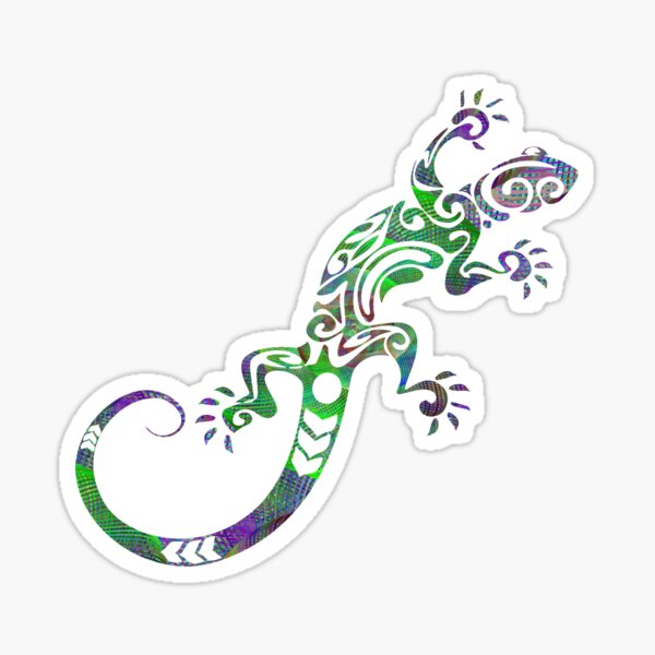 Psychedelic Tribal Lizard Surreal Trippy Sticker