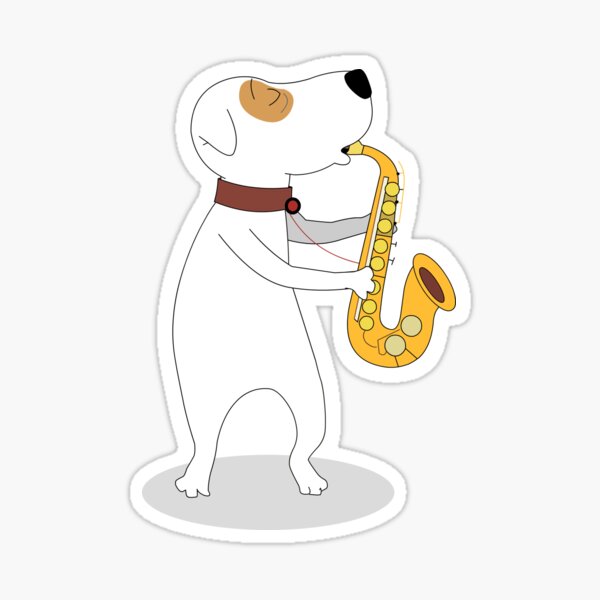 Dog with sax Sticker
