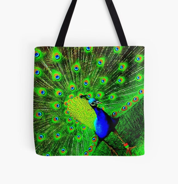 Peacock All Over Print Tote Bag