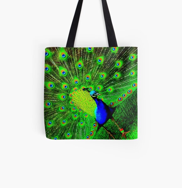 Peacock All Over Print Tote Bag
