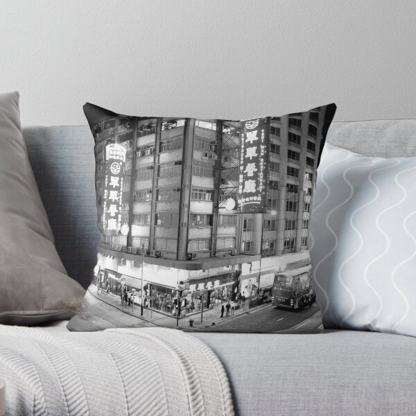 Downtown Hong Kong Throw Pillow