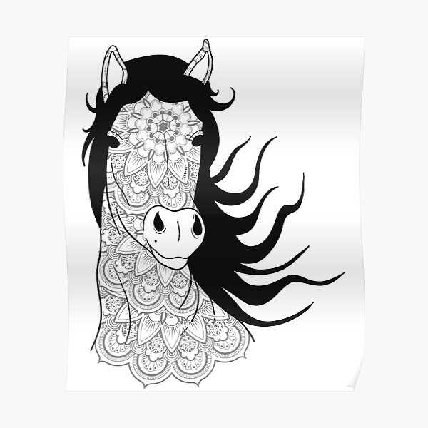 Mandala horse head in the wind - gift idea Poster