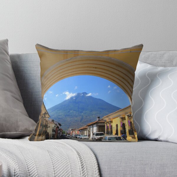 Arch and Volcano in Antigua, Guatemala Throw Pillow