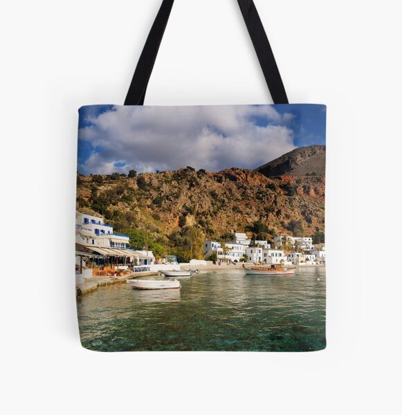 Loutró Harbour, Crete All Over Print Tote Bag