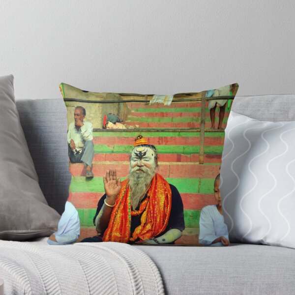 Item preview, Sadhu Baba Posing With Kids, Varanasi, India designed and sold by not-home.com - We Travel.