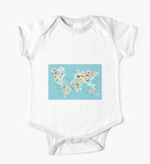 Cartoon Tierweltkarte für Kinder Baby Body Kurzarm