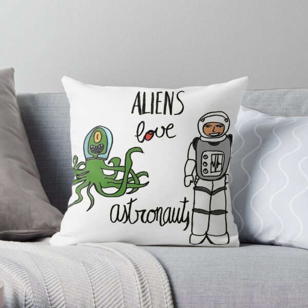 Aliens love Astronauts Throw Pillow