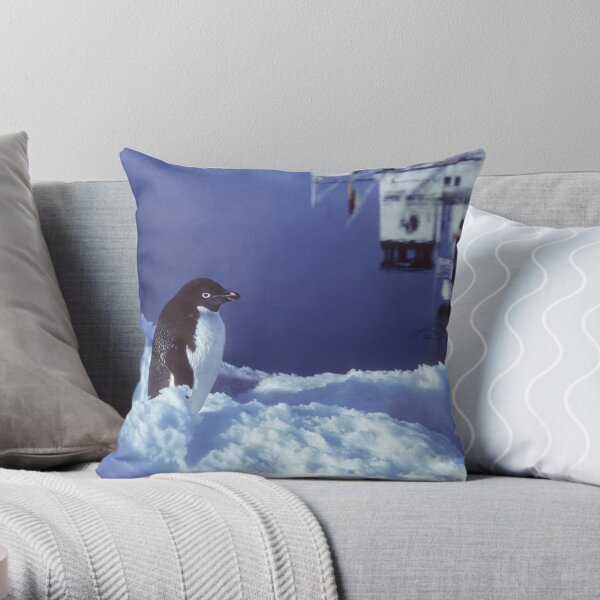 Adelie and Icebird Throw Pillow