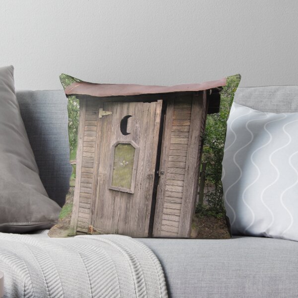 Old Antique Country Outhouse Bathroom Throw Pillow