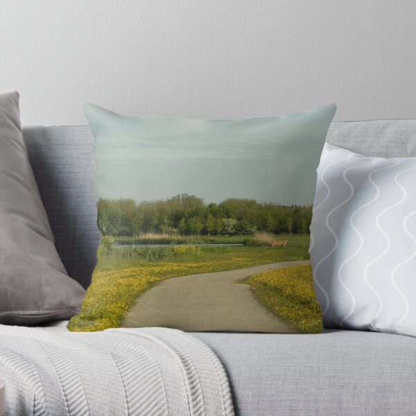 Buttercups trail Throw Pillow