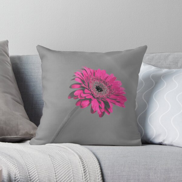 Fuschia Gerbera Throw Pillow