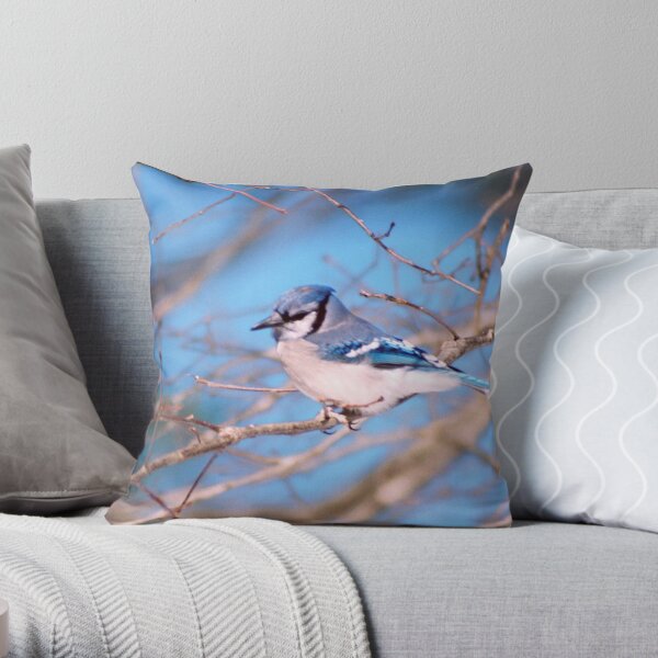Blue Skies And Bluejays Throw Pillow