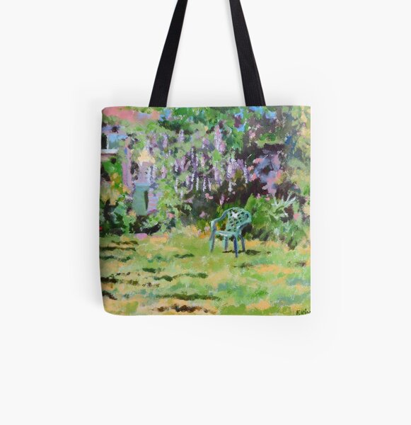 Garden in Summer, Acrylics on Canvas Board All Over Print Tote Bag