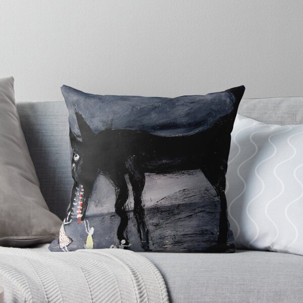 children with the black dog Throw Pillow