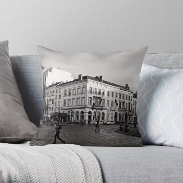 Crossing Luxembourg Square - Brussels Throw Pillow
