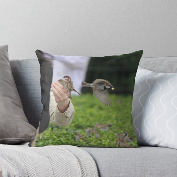 Aperçu de l'œuvre Finches Feeding From a Hand créée et vendue par Callie Smith.