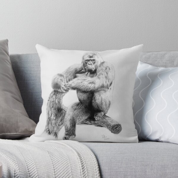 Gorilla, 2012, Pencil Throw Pillow