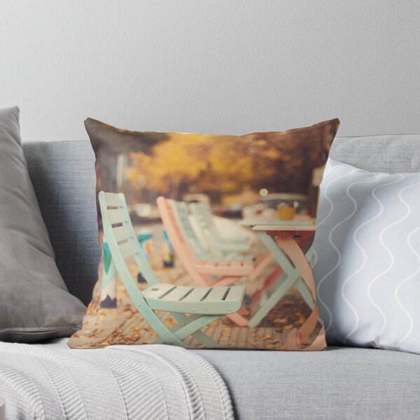Item preview, Dream Autumn (sillas de café rosa y azul en otoño retro y vintage) designed and sold by Caroline Mint.