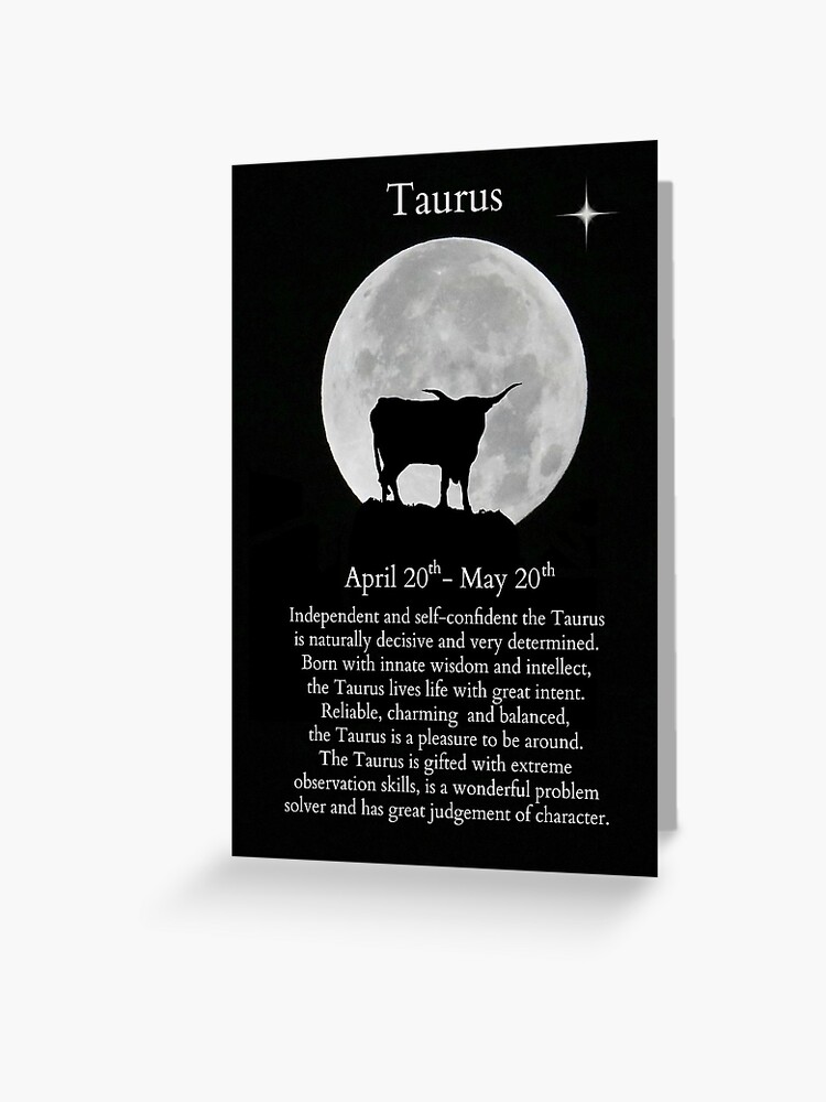 Zodiac Sign of Taurus the Bull April through May Birthdays Greeting Card