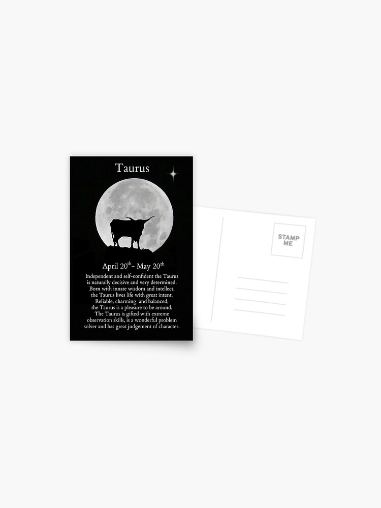 Zodiac Sign of Taurus the Bull April through May Birthdays Postcard