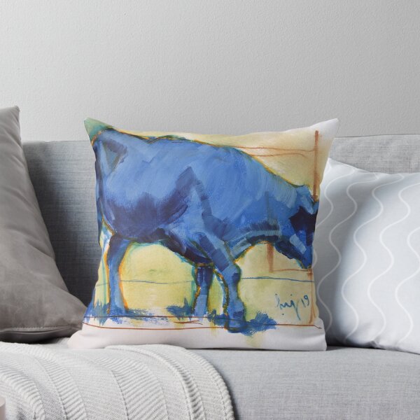 Item preview, Dramatic steer painting - blue cow with deep shadows designed and sold by MikeJory.
