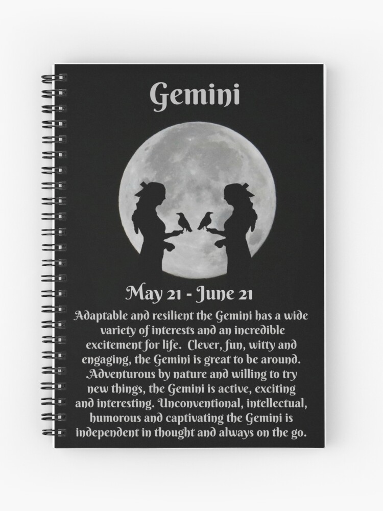 Gemini Zodiac Sign of the Twins May and June Birthdays Spiral Notebook