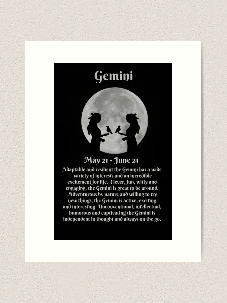 Gemini Zodiac Sign of the Twins May and June Birthdays Art Print