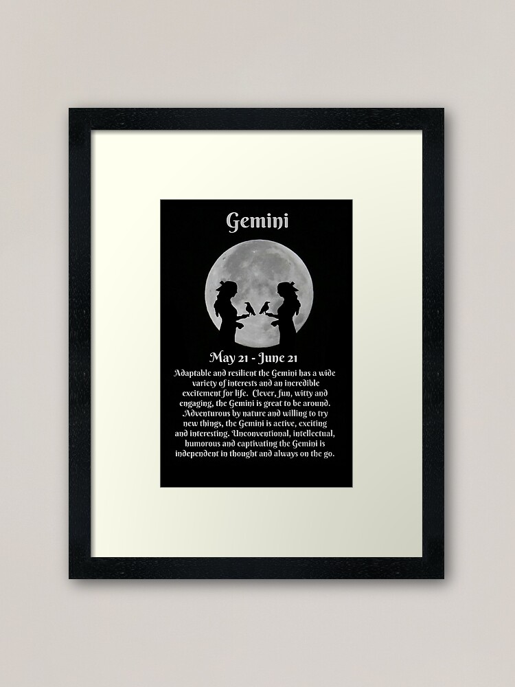 Gemini Zodiac Sign of the Twins May and June Birthdays Framed Art Print