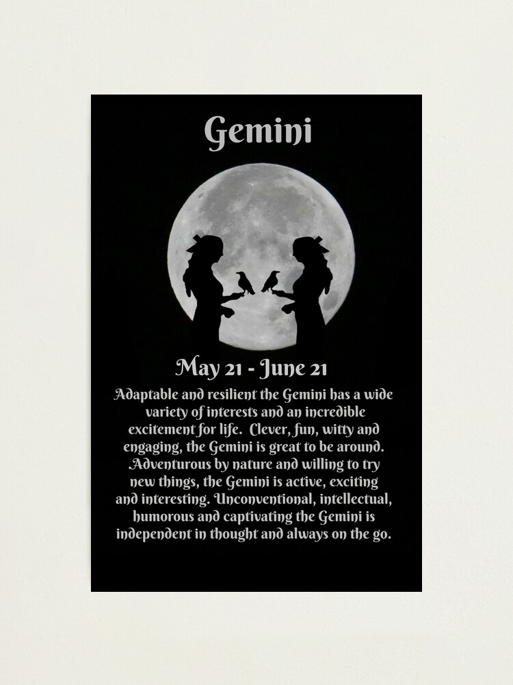 Gemini Zodiac Sign of the Twins May and June Birthdays Photographic Print