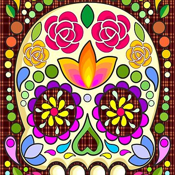 Artwork thumbnail, Sugar Skull Floral Art Mexican Calaveras Seamless Pattern  by BluedarkArt
