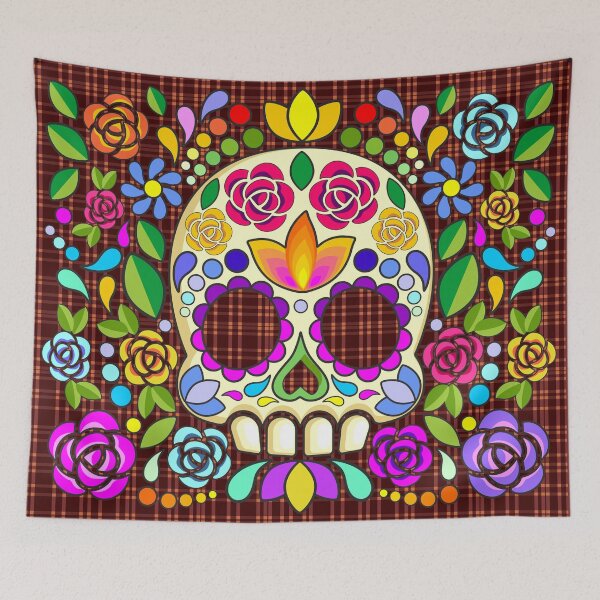 Item preview, Sugar Skull Floral Art Mexican Calaveras Seamless Pattern  designed and sold by BluedarkArt.