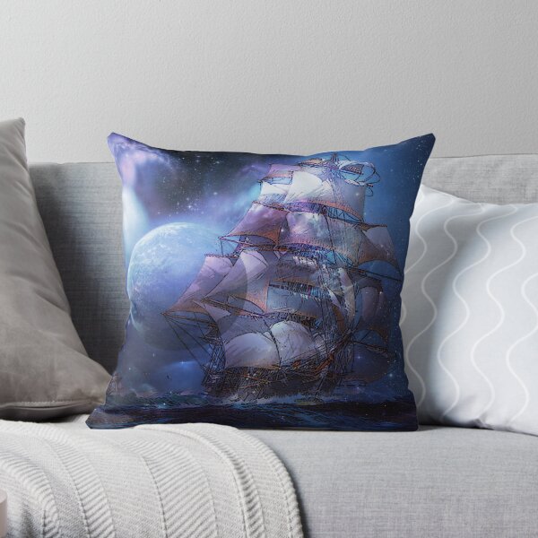 MOONLIT SAIL Throw Pillow