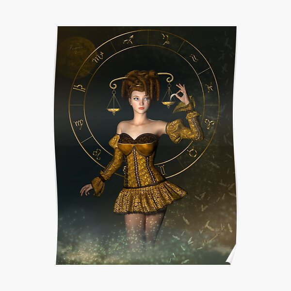 Libra fantasy zodiac sign Poster