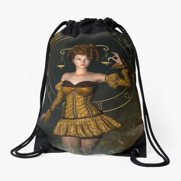 Libra fantasy zodiac sign Drawstring Bag