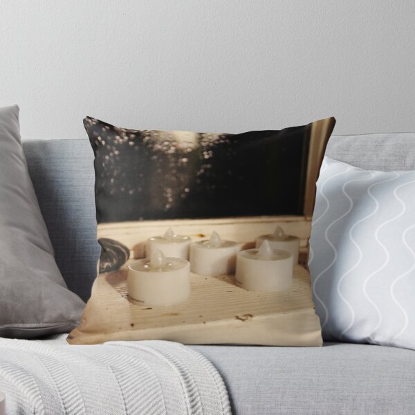Candlelit Rainstorm Throw Pillow
