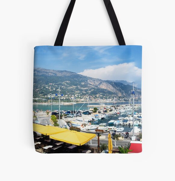 Cote D'azur French Riviera Canvas Tote Bag Cream Beach 