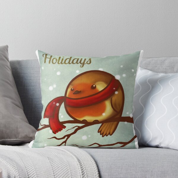 Winter Robin Throw Pillow