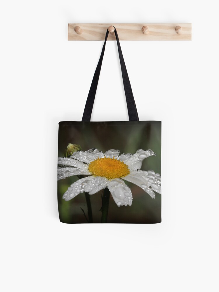 Thumbnail 1 of 2, Tote Bag, Daisy with dew drops designed and sold by theoddshot.