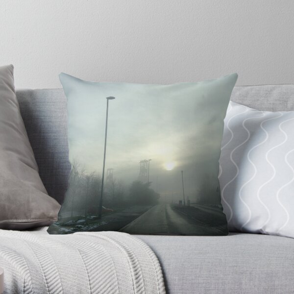 Clipstone Colliery in the fog Throw Pillow