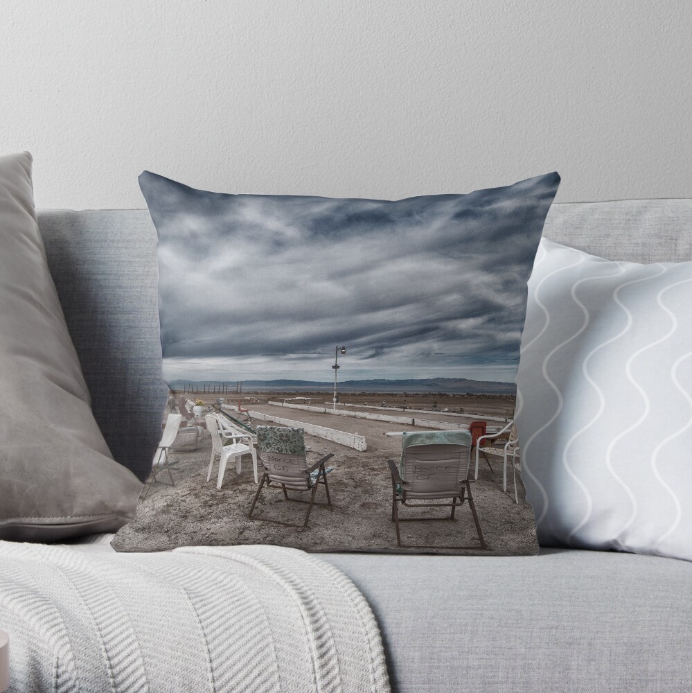Salton Sea Series: Lounging at the shuffleboard site Throw Pillow