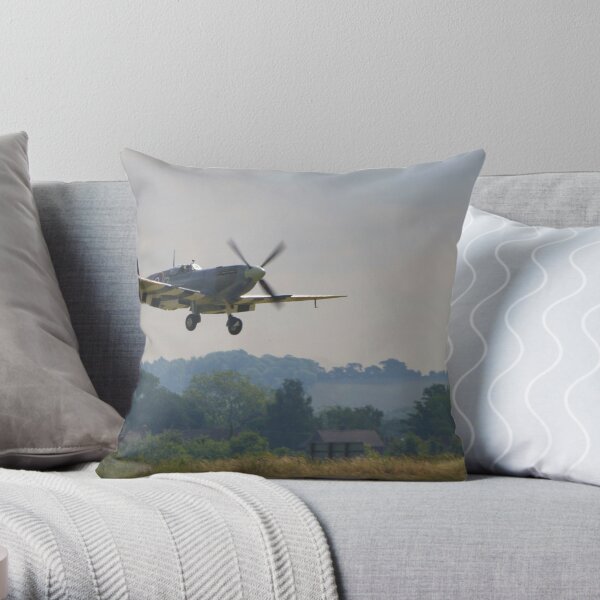 Spitfire at Duxford Throw Pillow