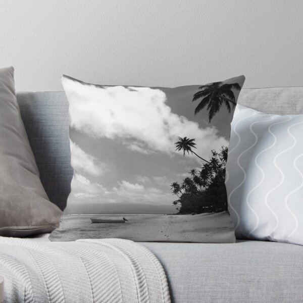Paradise in Black & White Throw Pillow