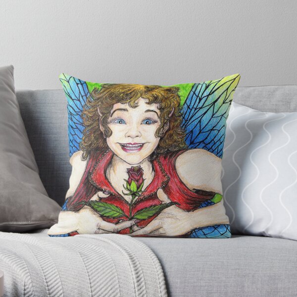 Rose Fairy Throw Pillow