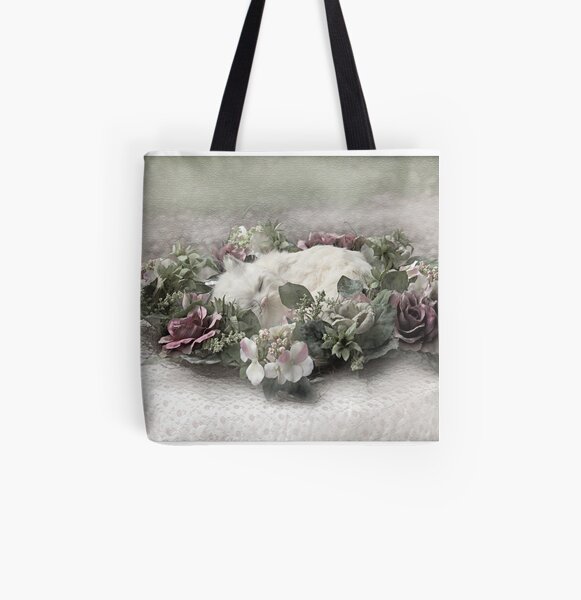 White cat All Over Print Tote Bag