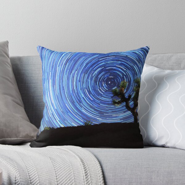 Stunning Circular Star Trails Above Joshua Tree Desert Throw Pillow
