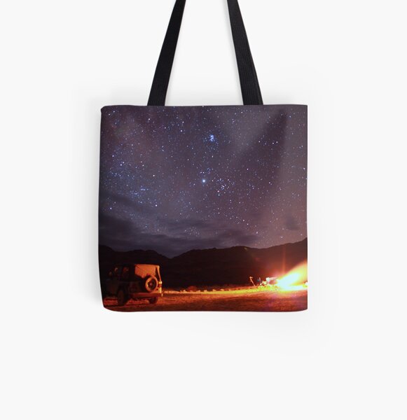 Jeep Campfire with Incredible Star Background All Over Print Tote Bag